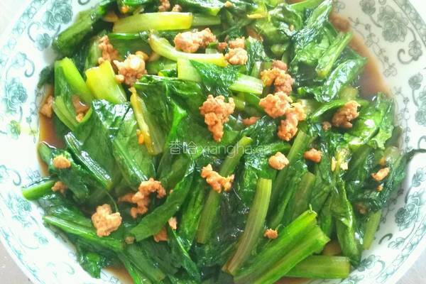 肉沫蒜蓉油麦菜的做法图解6