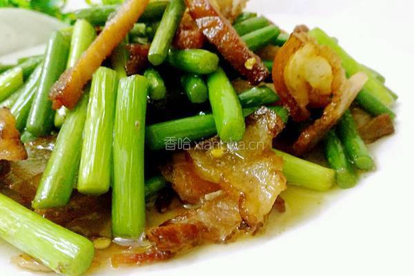 蒜苔炒腊肉的做法图解7