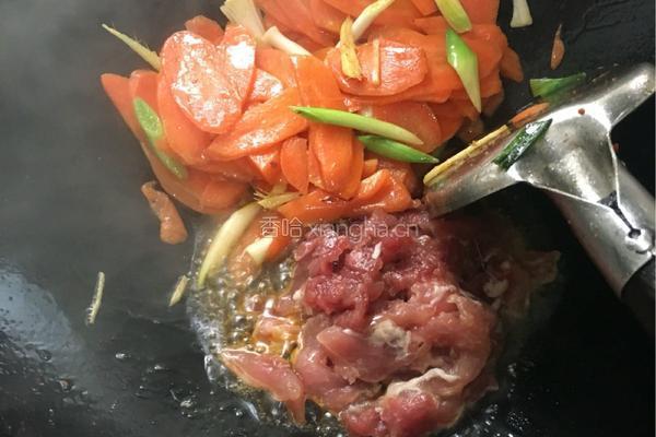 胡萝卜炒肉的做法图解3