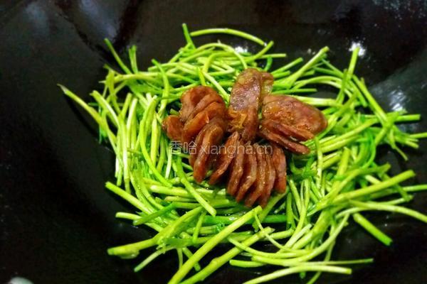 腊肠炒芦蒿的做法图解4