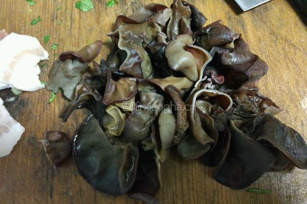 木耳平菇炒肉的做法图解3