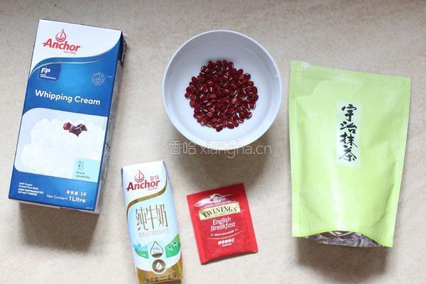 抹茶红豆奶茶的做法图解1