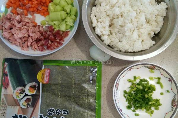 紫菜包炒饭的做法图解1