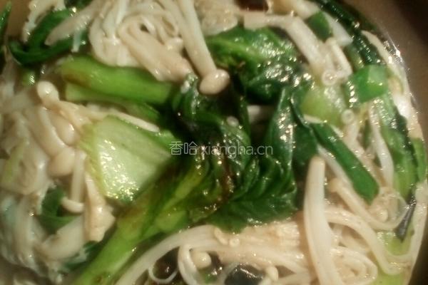 爆炒 青菜 金针菇的做法图解3
