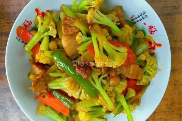 五花肉炒有机菜花的做法图解15