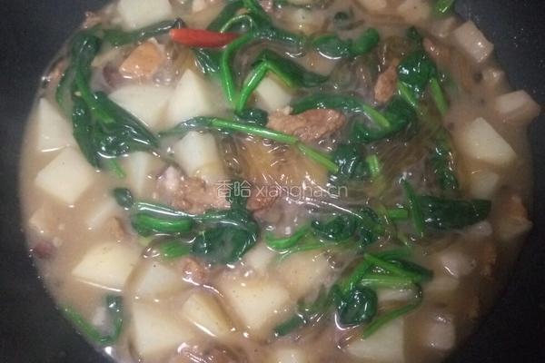 猪肉菠菜顿粉条的做法图解7