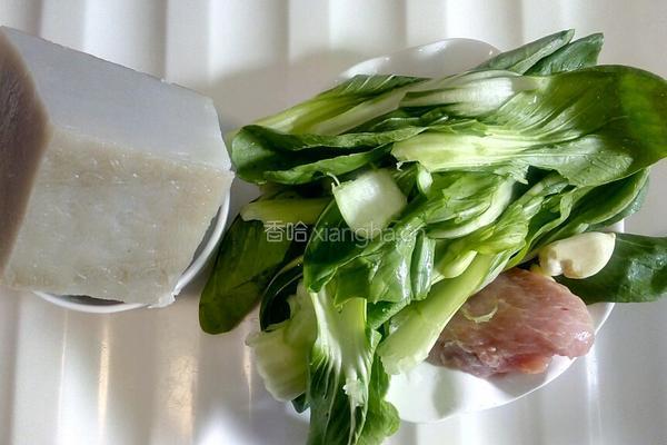 油菜粉坨炒肉的做法图解1