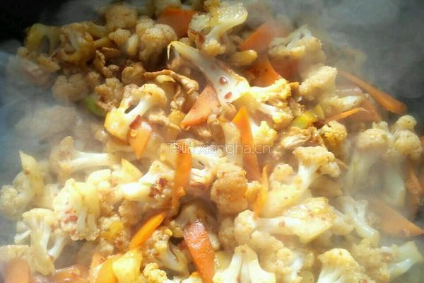 菜花炒肉的做法图解6