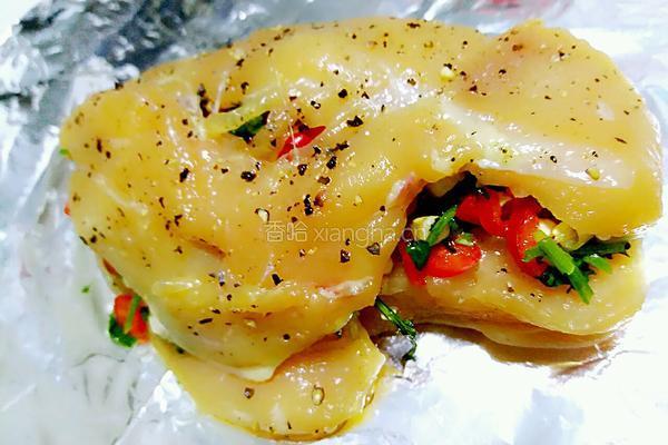 杭椒香菜烤鸡胸的做法图解4