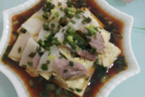 咸肉蒸白豆腐干的做法图解3