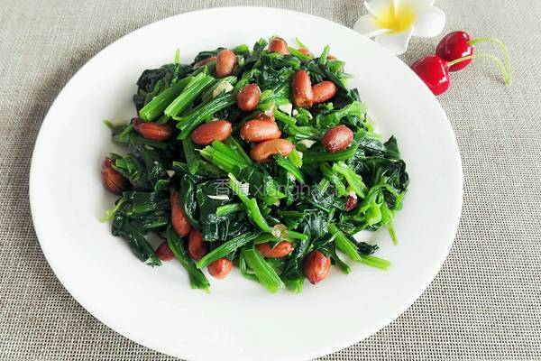 菠菜果仁（花生米）的做法图解7