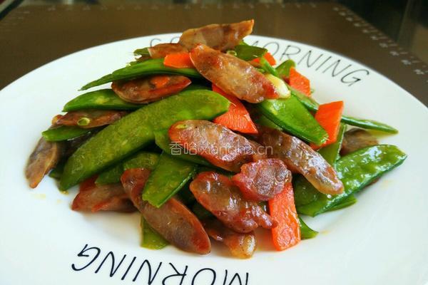 荷兰豆炒腊肠的做法图解8