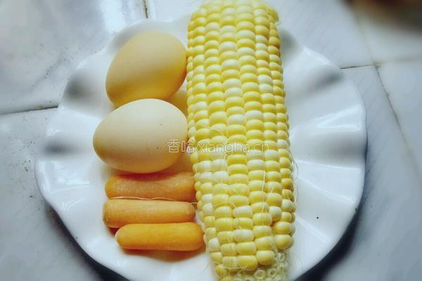 玉米爱心胡萝卜蒸蛋的做法图解1