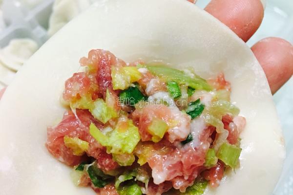 抱蛋煎芹菜猪肉饺的做法图解2
