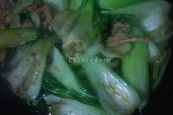 肉片炒油菜的做法图解6