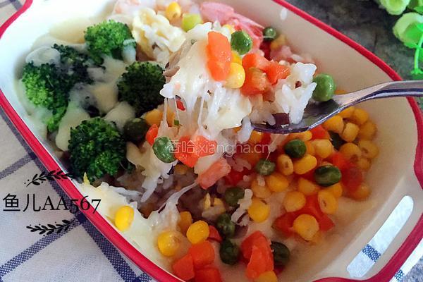 虾仁彩蔬焗饭的做法图解9