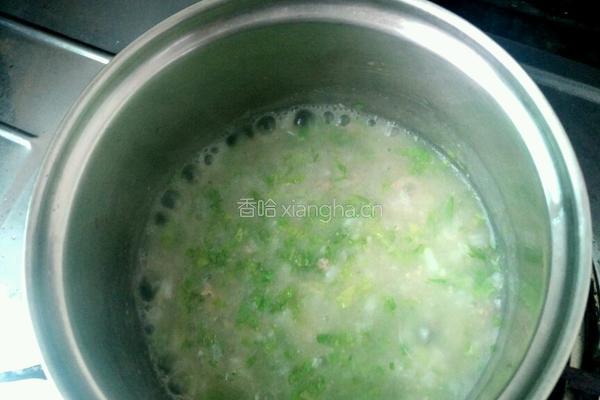 宝宝辅食瘦肉生菜粥的做法图解3