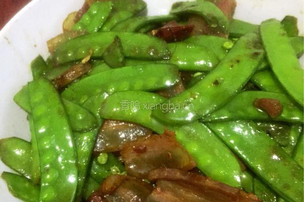 荷兰豆炒腊肉的做法图解5