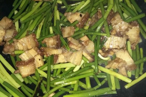 蒜苔炒烧肉的做法图解5