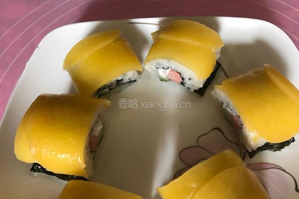 黄桃水果寿司的做法图解8