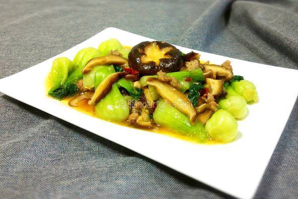 肉末香菇油菜的做法图解18