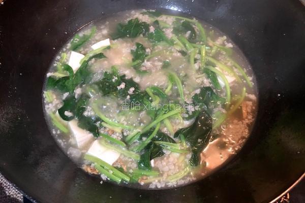 肉末菠菜豆腐汤的做法图解8