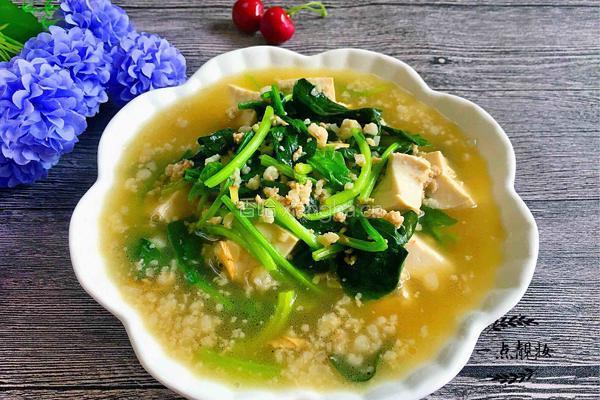 肉末菠菜豆腐汤的做法图解9