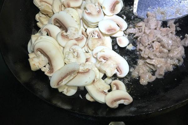 家常肉片炒蘑菇的做法图解2