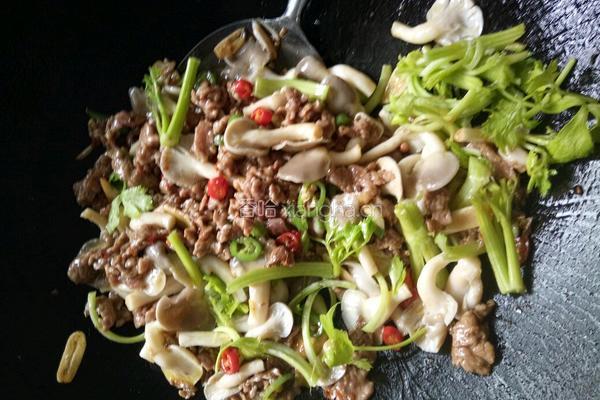 双椒秀珍菇炒牛肉的做法图解5