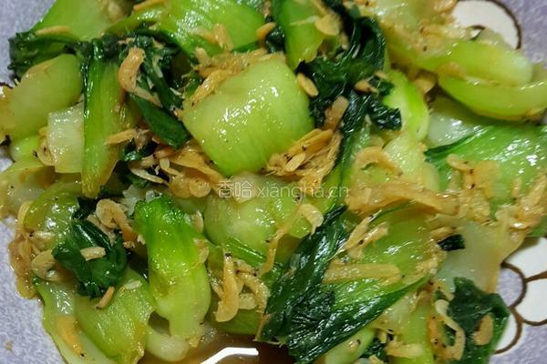 油菜炒虾皮的做法图解6