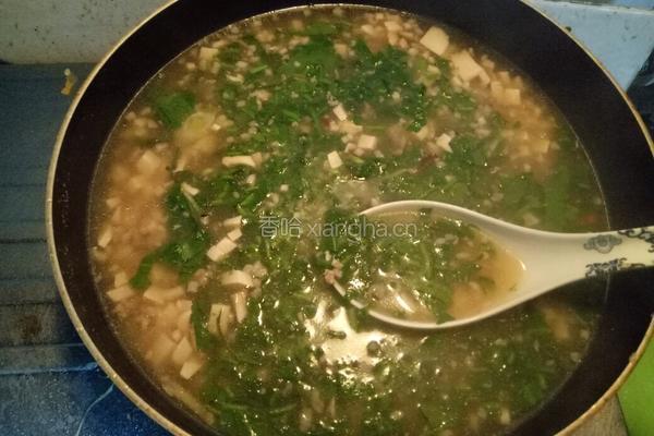 荠菜肉沫豆腐羹的做法图解3