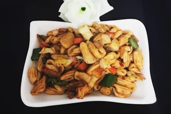 肉丝蔬菜炒麻食的做法图解11
