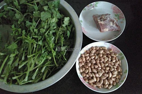 花生牛肉焖香菜的做法图解1