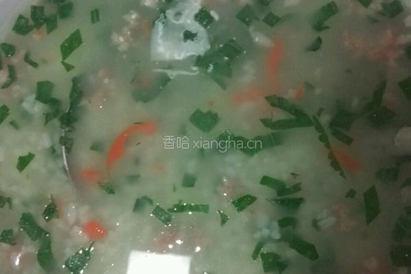 冬寒菜瘦肉粥的做法图解5