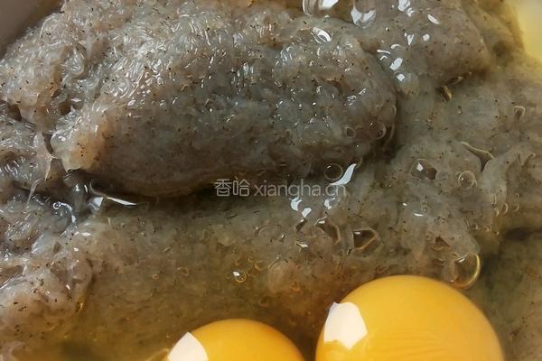 麻虾煎蛋的做法图解2