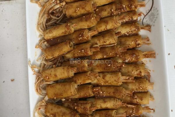 豆皮卷金针菇的做法图解7