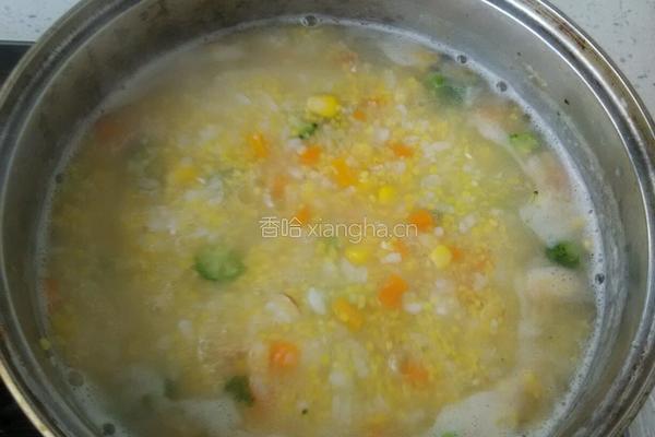 蔬菜玉米麦片粥的做法图解3