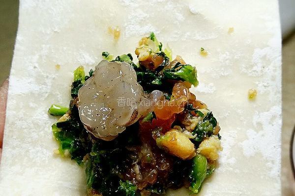 元宝馄饨～青菜鲜肉虾粒馅的做法图解4