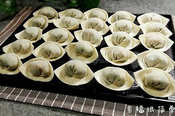元宝馄饨～青菜鲜肉虾粒馅的做法图解11