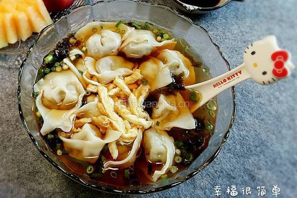 元宝馄饨～青菜鲜肉虾粒馅的做法图解12
