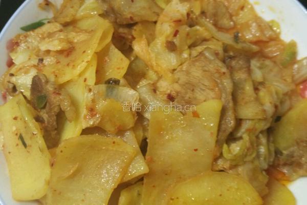 辣白菜炒五花肉土豆片的做法图解8