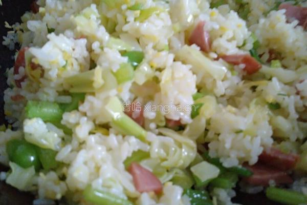 香肠青蔬炒饭的做法图解6