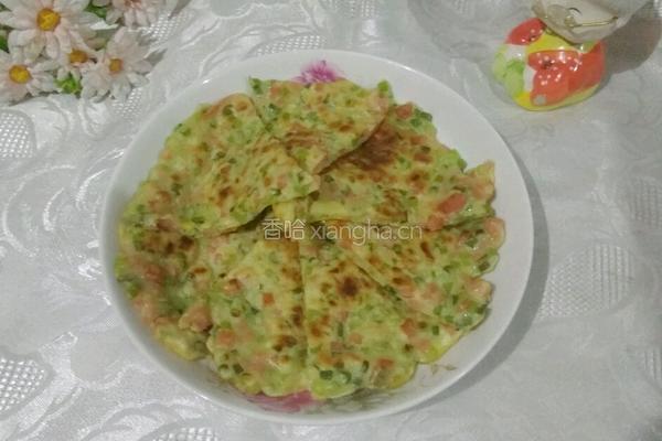 蒜苔火腿煎饼的做法图解6