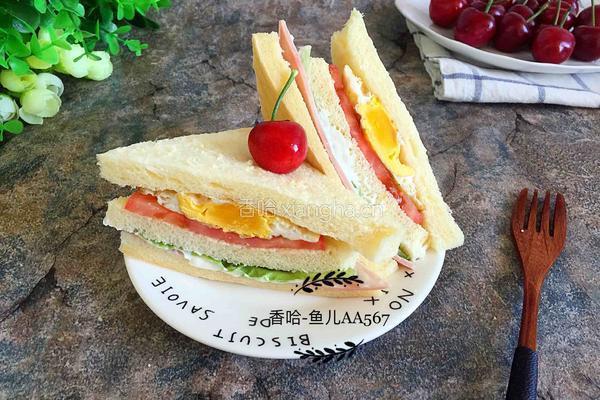 鸡蛋火腿三明治的做法图解8