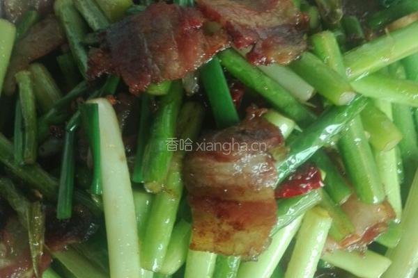 蒜苔炒腊肉的做法图解7