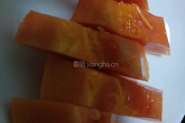 老屋私房菜冰糖香橙蒸木瓜的做法图解3