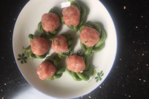 花式豆角蒸肉丸的做法图解4