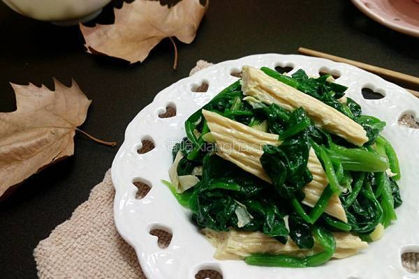 腐竹拌菠菜的做法图解5