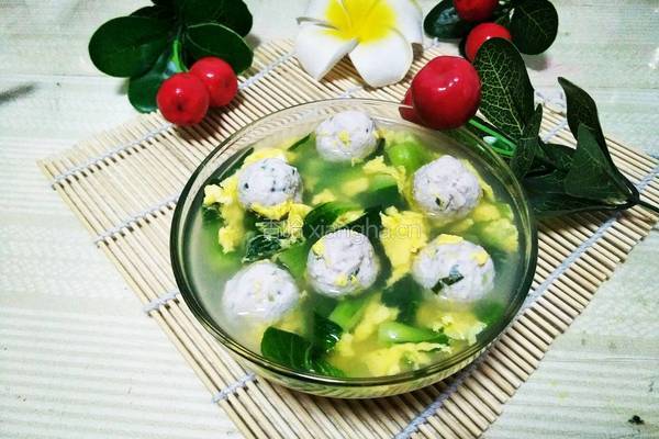 青菜鸡蛋肉丸汤的做法图解15