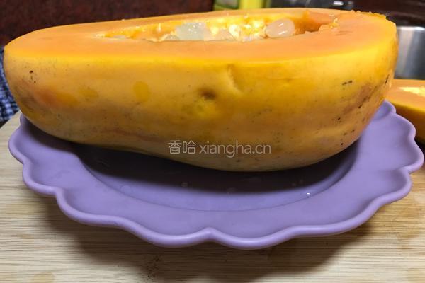 皂角米木瓜椰奶盅的做法图解8